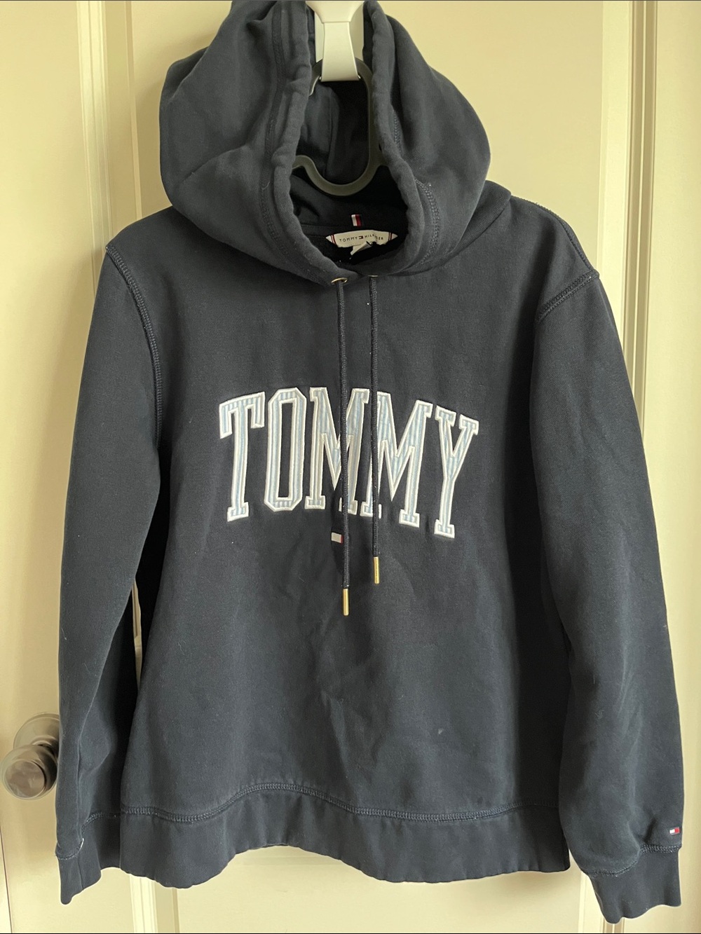 Tommy Hilfiger Navy Crewneck Hoodie with 'TOMMY' Appliqué